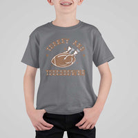 Thanksgiving Football T Shirt For Kid Turkey And Touchdowns Vintage American Football - Wonder Print Shop