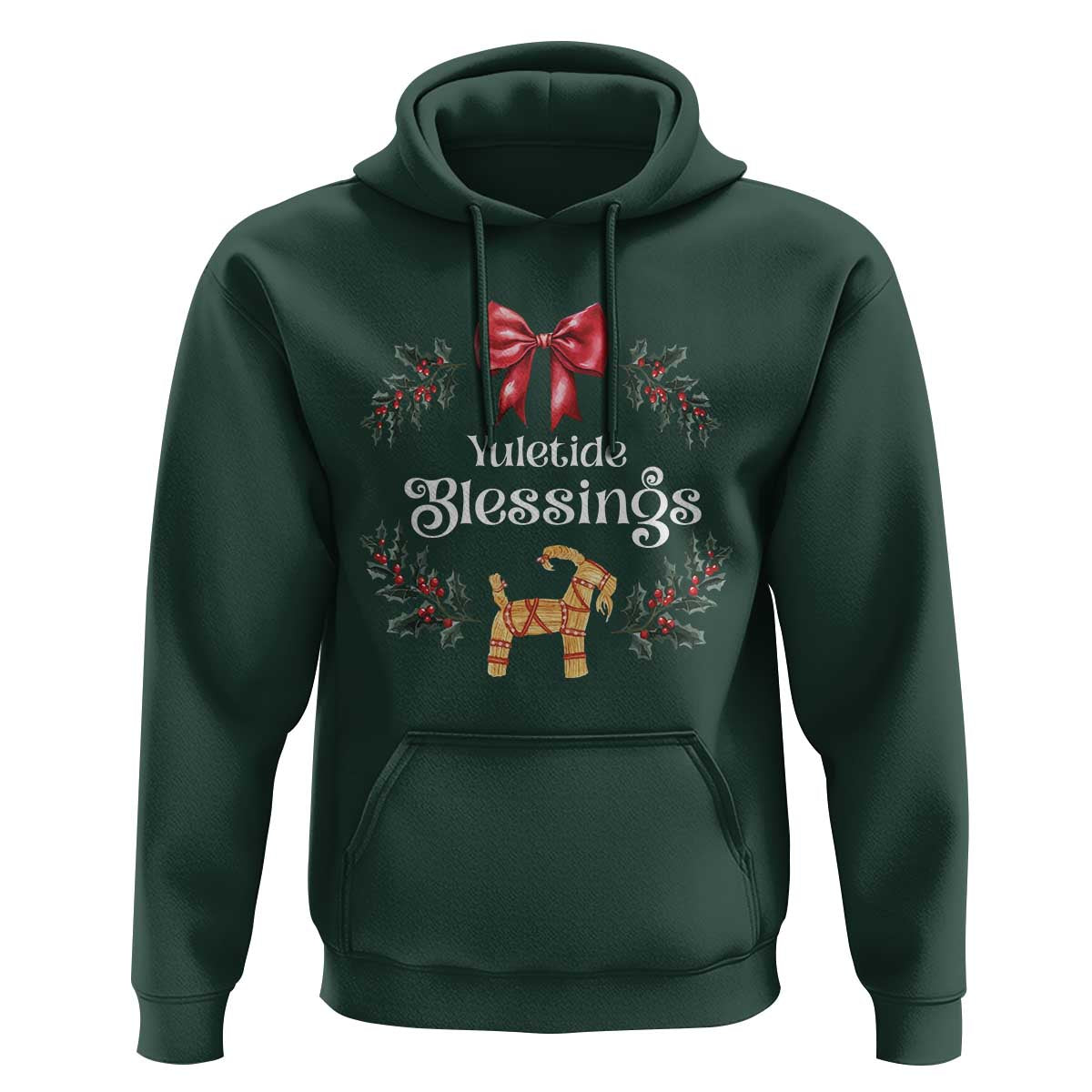 Yuletide Blessings Hoodie Yule Goat Winter Solstice Christmas Wreath