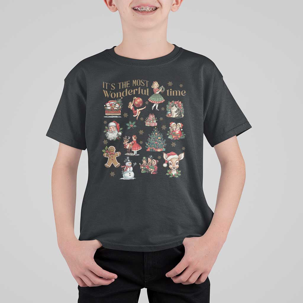 Retro Vintage Christmas T Shirt For Kid It's The Most Wonderful Time Xmas - Wonder Print Shop