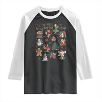 Retro Vintage Christmas Raglan Shirt It's The Most Wonderful Time Xmas - Wonder Print Shop