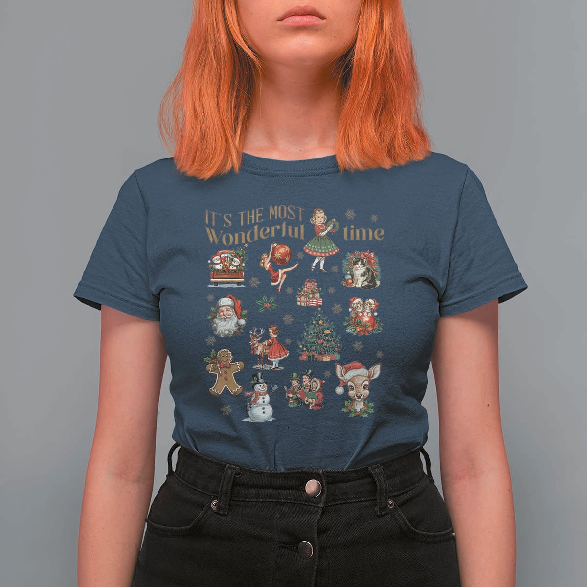 Retro Vintage Christmas T Shirt For Women It's The Most Wonderful Time Xmas - Wonder Print Shop