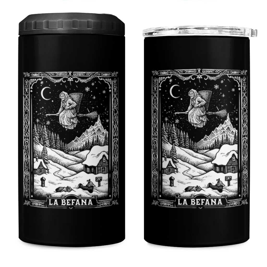 Italian Christmas La Befana 4 in 1 Can Cooler Tumbler Buon Befana Folklore Xmas Witch - Wonder Print Shop