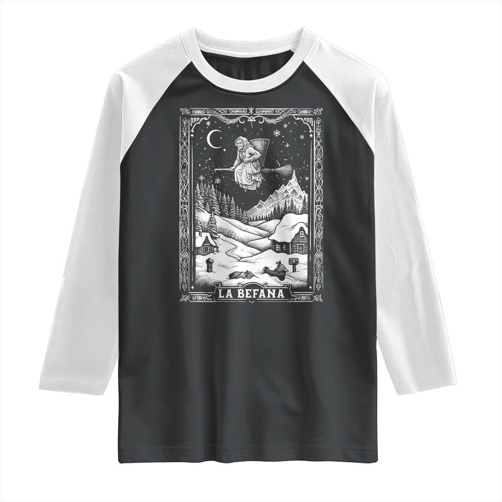 Italian Christmas La Befana Raglan Shirt Buon Befana Folklore Xmas Witch - Wonder Print Shop