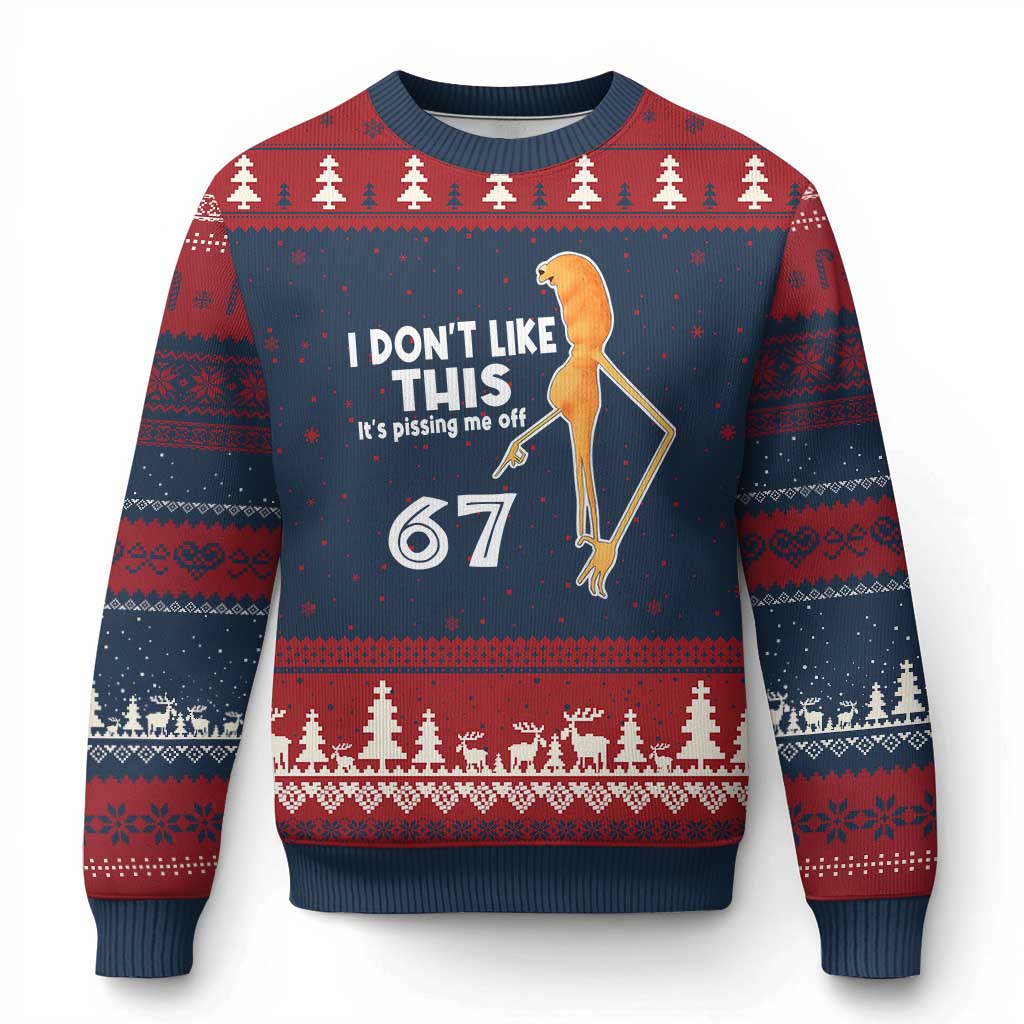 Funny Marcus The Worm 67 Meme Ugly Christmas Sweater I Dont Like This Its Pissing Me Off - Wonder Print Shop
