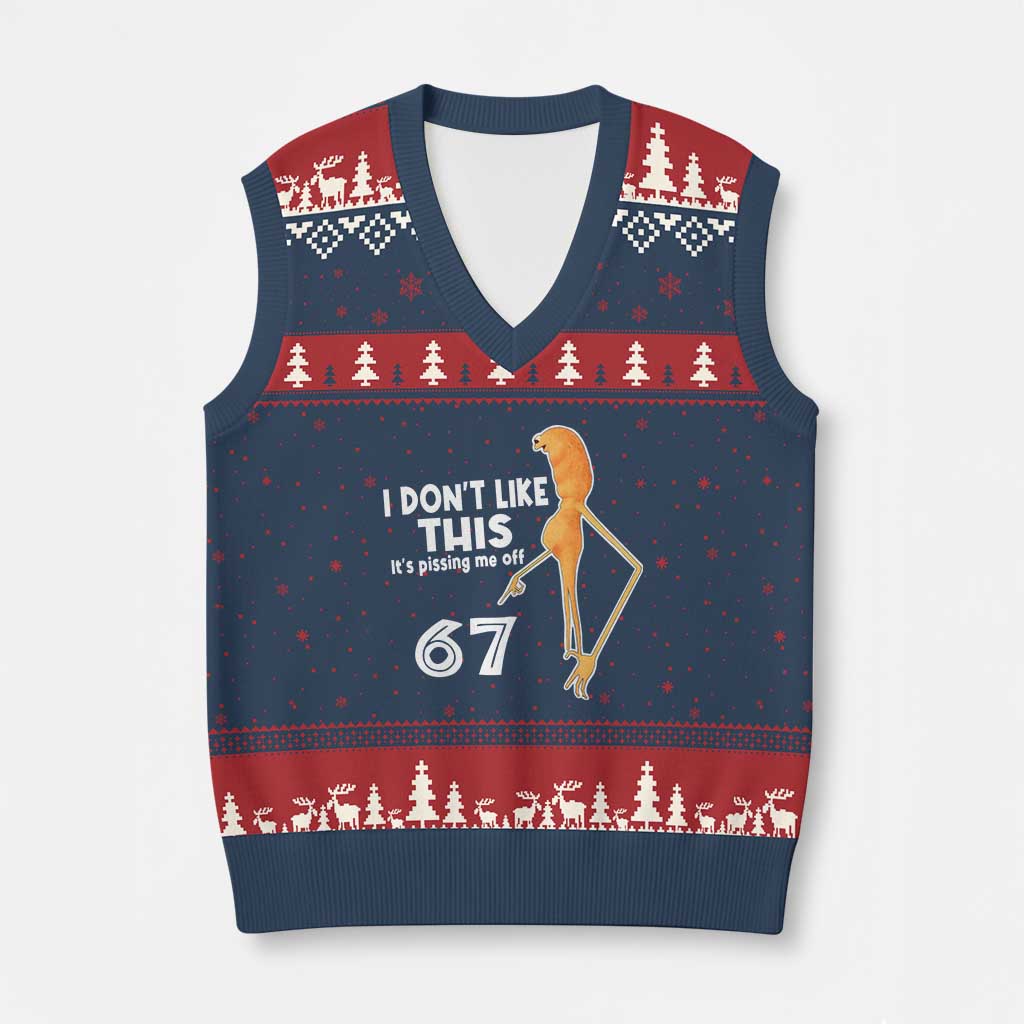 Funny Marcus The Worm 67 Meme V-Neck Knit Sweater Vest I Dont Like This Its Pissing Me Off - Wonder Print Shop