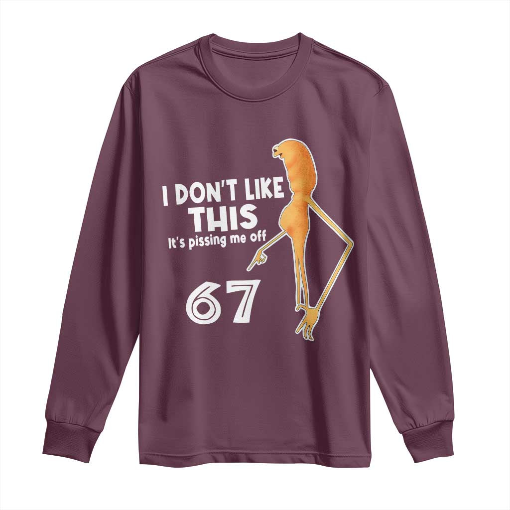 Funny Marcus The Worm 67 Meme Long Sleeve Shirt I Dont Like This Its Pissing Me Off - Wonder Print Shop