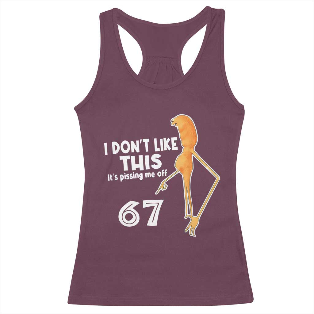 Funny Marcus The Worm 67 Meme Racerback Tank Top I Dont Like This Its Pissing Me Off - Wonder Print Shop