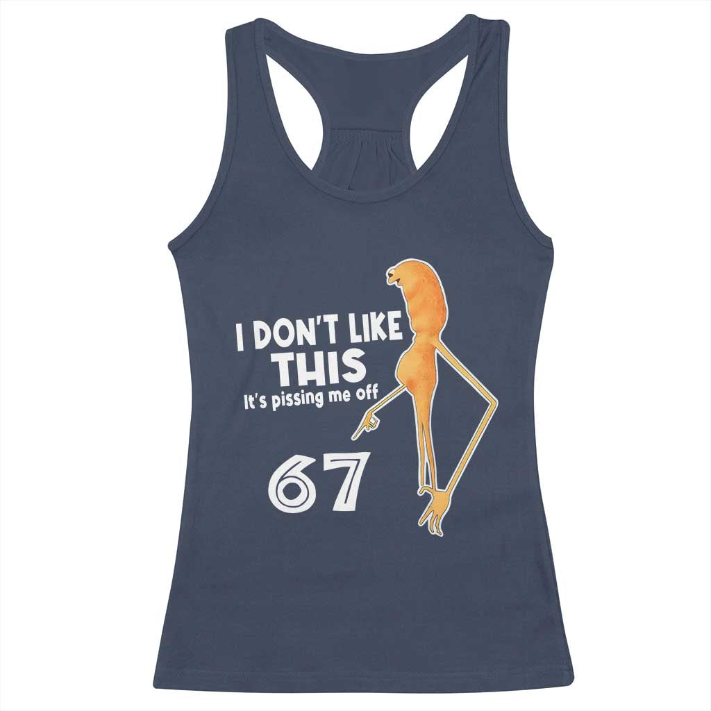 Funny Marcus The Worm 67 Meme Racerback Tank Top I Dont Like This Its Pissing Me Off - Wonder Print Shop