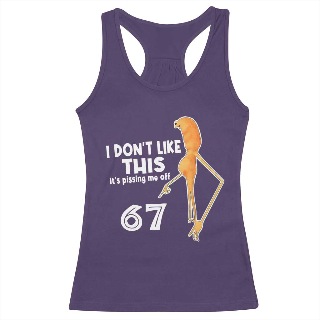 Funny Marcus The Worm 67 Meme Racerback Tank Top I Dont Like This Its Pissing Me Off - Wonder Print Shop