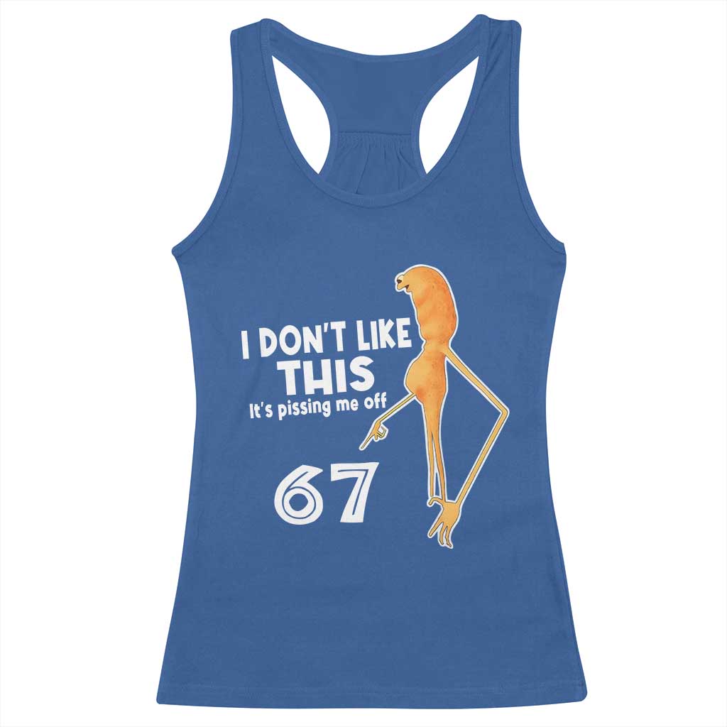 Funny Marcus The Worm 67 Meme Racerback Tank Top I Dont Like This Its Pissing Me Off - Wonder Print Shop