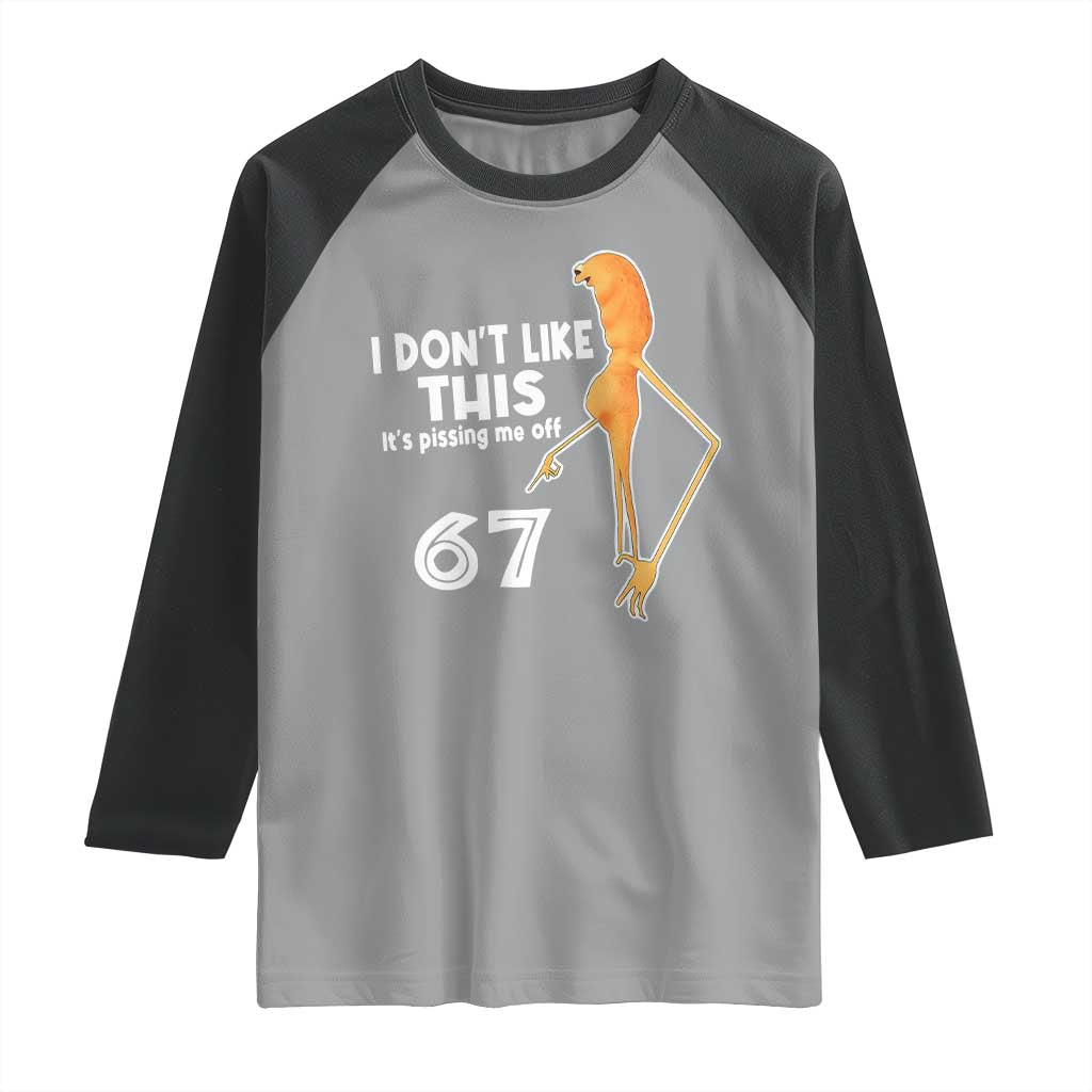 Funny Marcus The Worm 67 Meme Raglan Shirt I Dont Like This Its Pissing Me Off - Wonder Print Shop