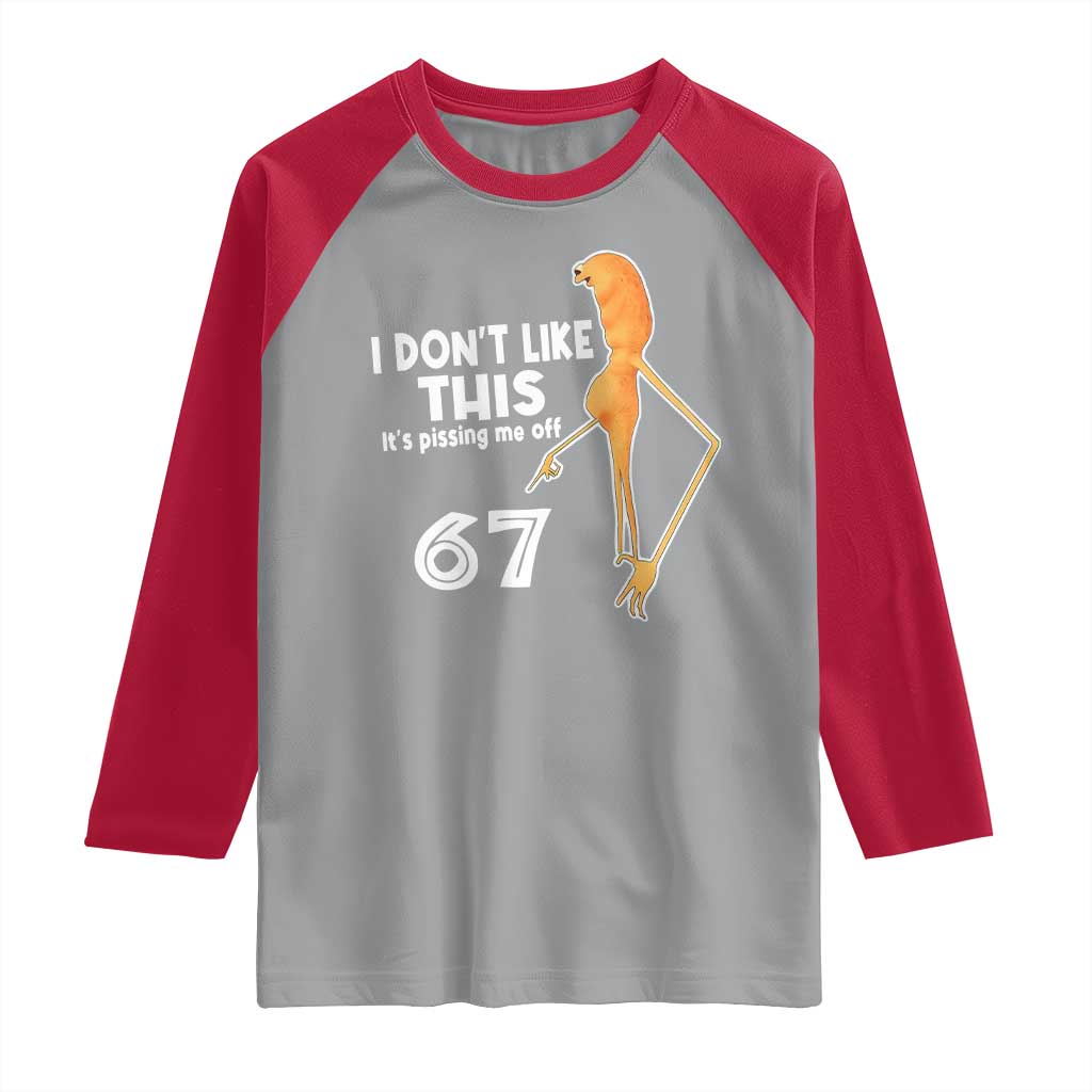 Funny Marcus The Worm 67 Meme Raglan Shirt I Dont Like This Its Pissing Me Off - Wonder Print Shop