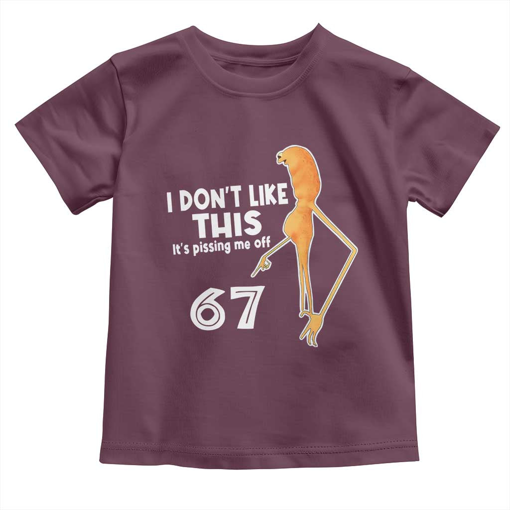 Funny Marcus The Worm 67 Meme Toddler T Shirt I Dont Like This Its Pissing Me Off - Wonder Print Shop