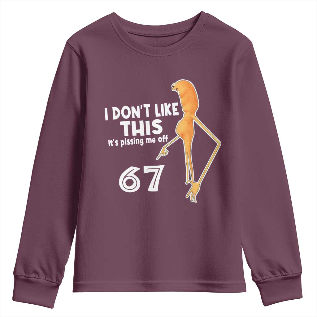 Funny Marcus The Worm 67 Meme Youth Sweatshirt I Dont Like This Its Pissing Me Off - Wonder Print Shop
