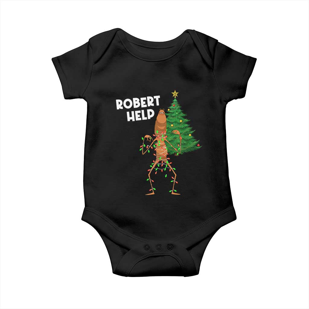 Funny Marcus The Worm Christmas Baby Onesie Robert Help Xmas Tree - Wonder Print Shop