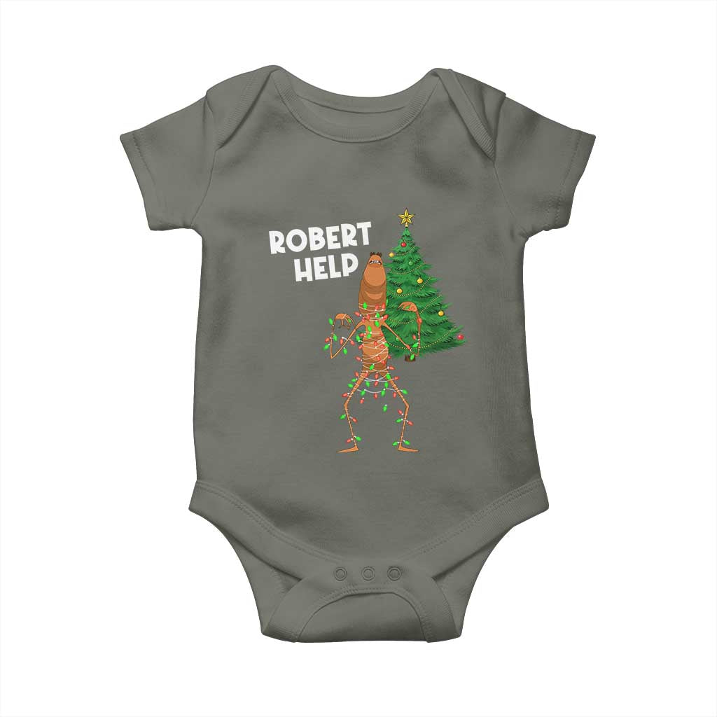 Funny Marcus The Worm Christmas Baby Onesie Robert Help Xmas Tree - Wonder Print Shop