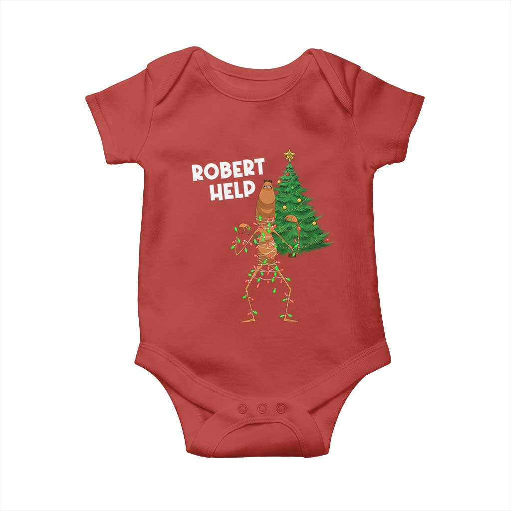 Funny Marcus The Worm Christmas Baby Onesie Robert Help Xmas Tree - Wonder Print Shop