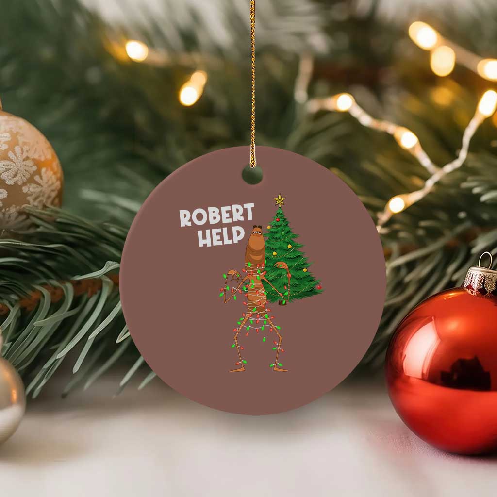 Funny Marcus The Worm Christmas Ceramic Ornament Robert Help Xmas Tree - Wonder Print Shop