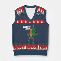 Funny Marcus The Worm Xmas V-Neck Knit Sweater Vest Robert Help Xmas Tree - Wonder Print Shop