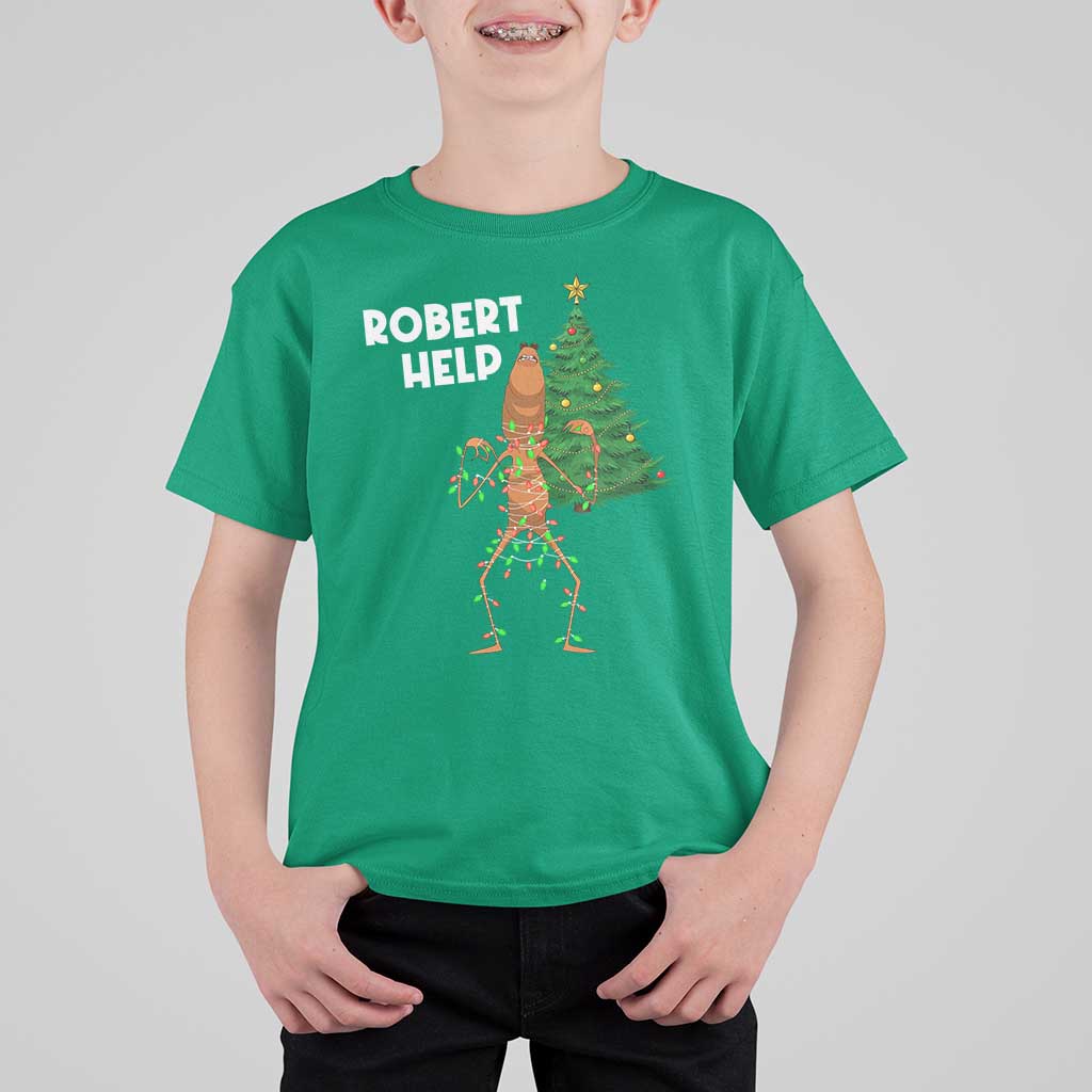 Funny Marcus The Worm Christmas T Shirt For Kid Robert Help Xmas Tree - Wonder Print Shop