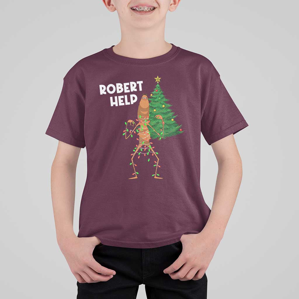Funny Marcus The Worm Christmas T Shirt For Kid Robert Help Xmas Tree - Wonder Print Shop