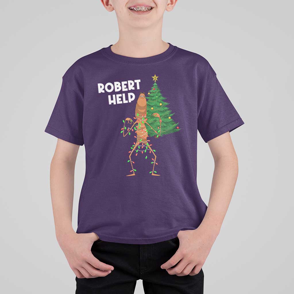 Funny Marcus The Worm Christmas T Shirt For Kid Robert Help Xmas Tree - Wonder Print Shop