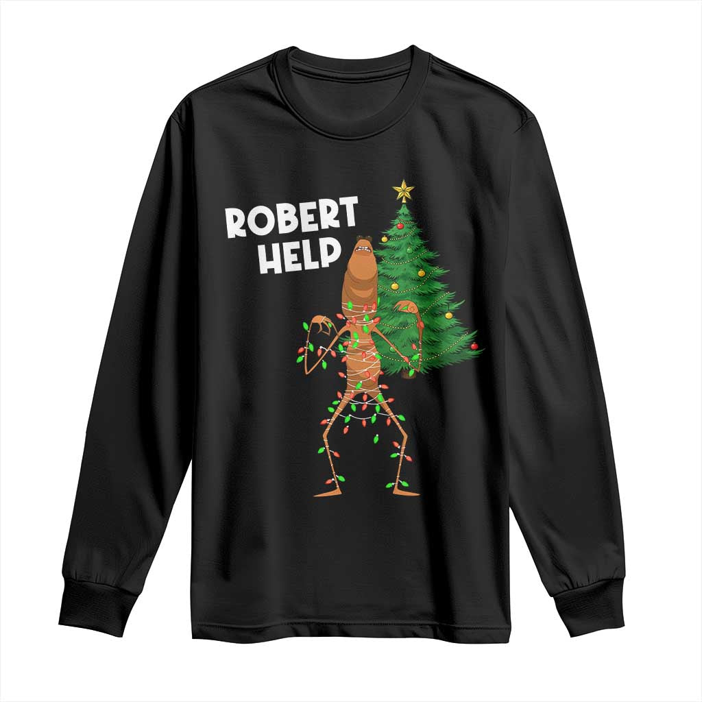 Funny Marcus The Worm Christmas Long Sleeve Shirt Robert Help Xmas Tree - Wonder Print Shop