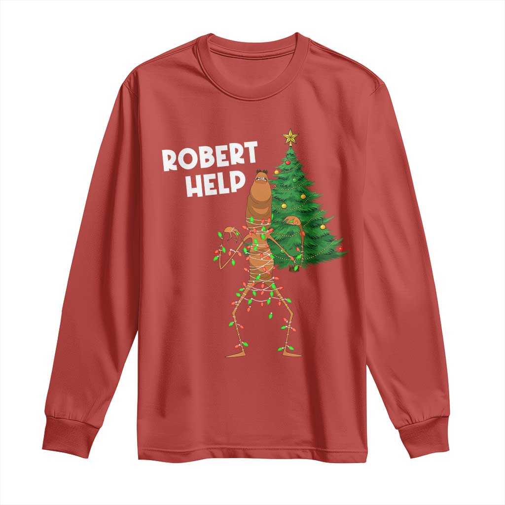 Funny Marcus The Worm Christmas Long Sleeve Shirt Robert Help Xmas Tree - Wonder Print Shop