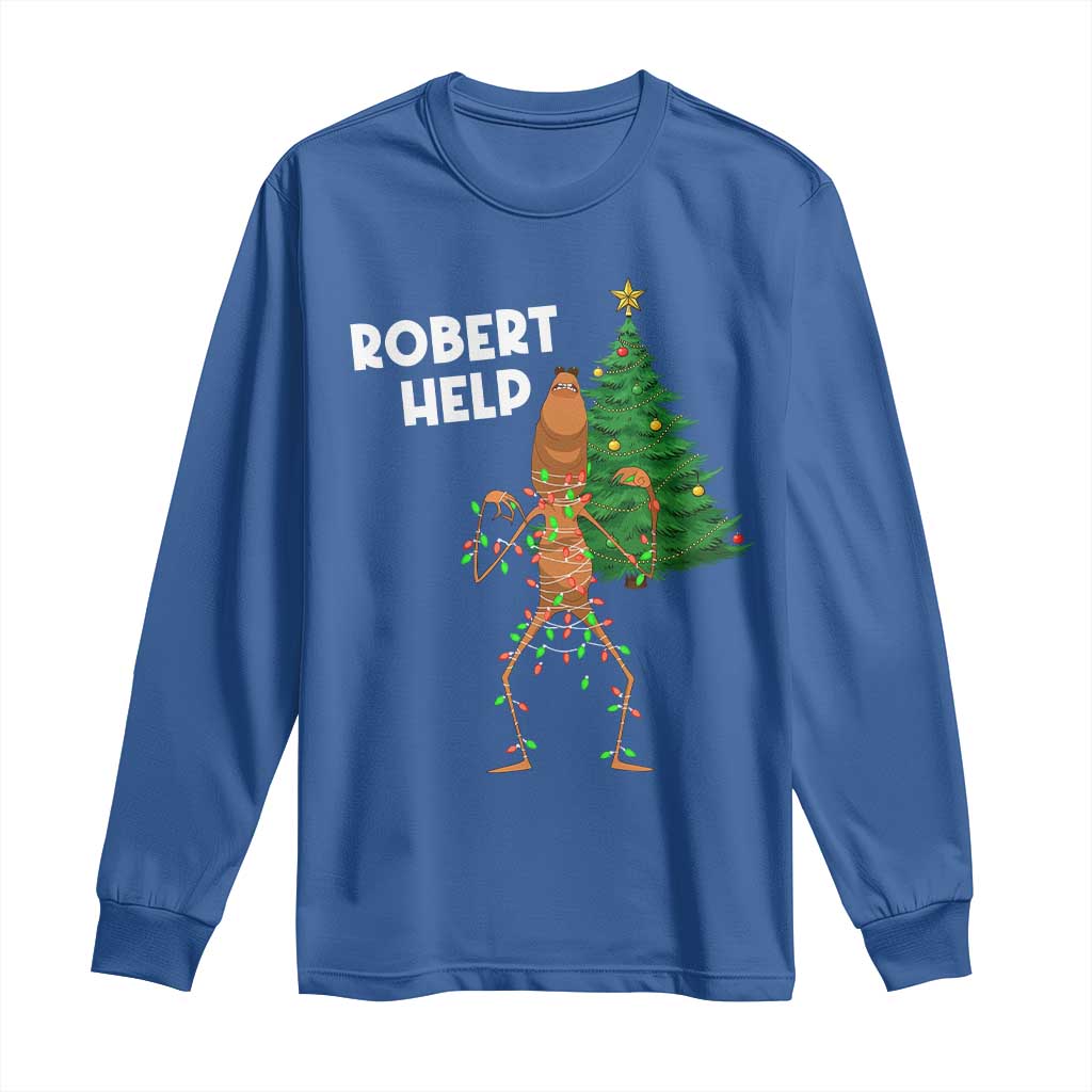Funny Marcus The Worm Christmas Long Sleeve Shirt Robert Help Xmas Tree - Wonder Print Shop