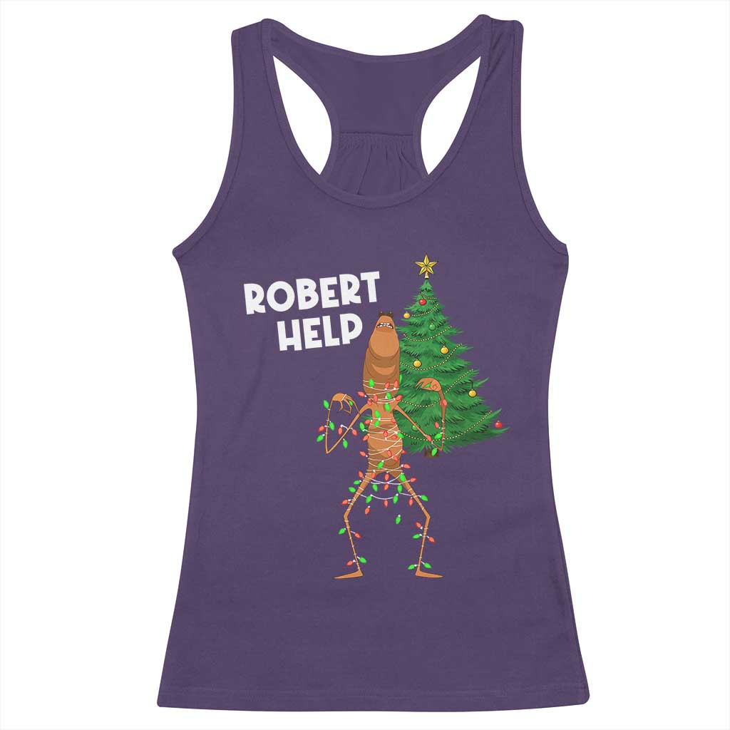 Funny Marcus The Worm Christmas Racerback Tank Top Robert Help Xmas Tree - Wonder Print Shop