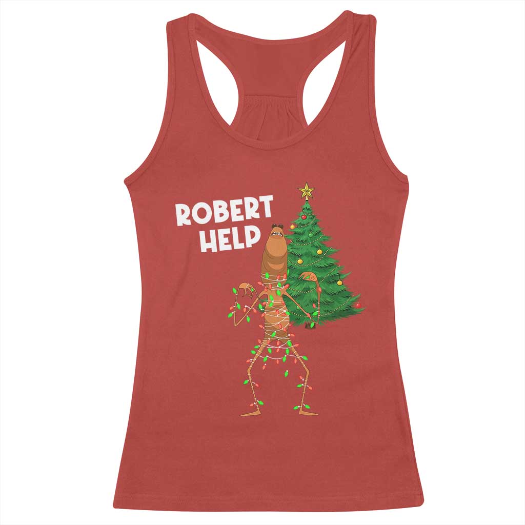 Funny Marcus The Worm Christmas Racerback Tank Top Robert Help Xmas Tree - Wonder Print Shop