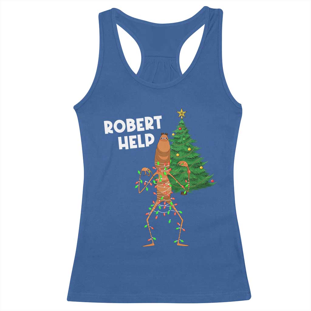 Funny Marcus The Worm Christmas Racerback Tank Top Robert Help Xmas Tree - Wonder Print Shop