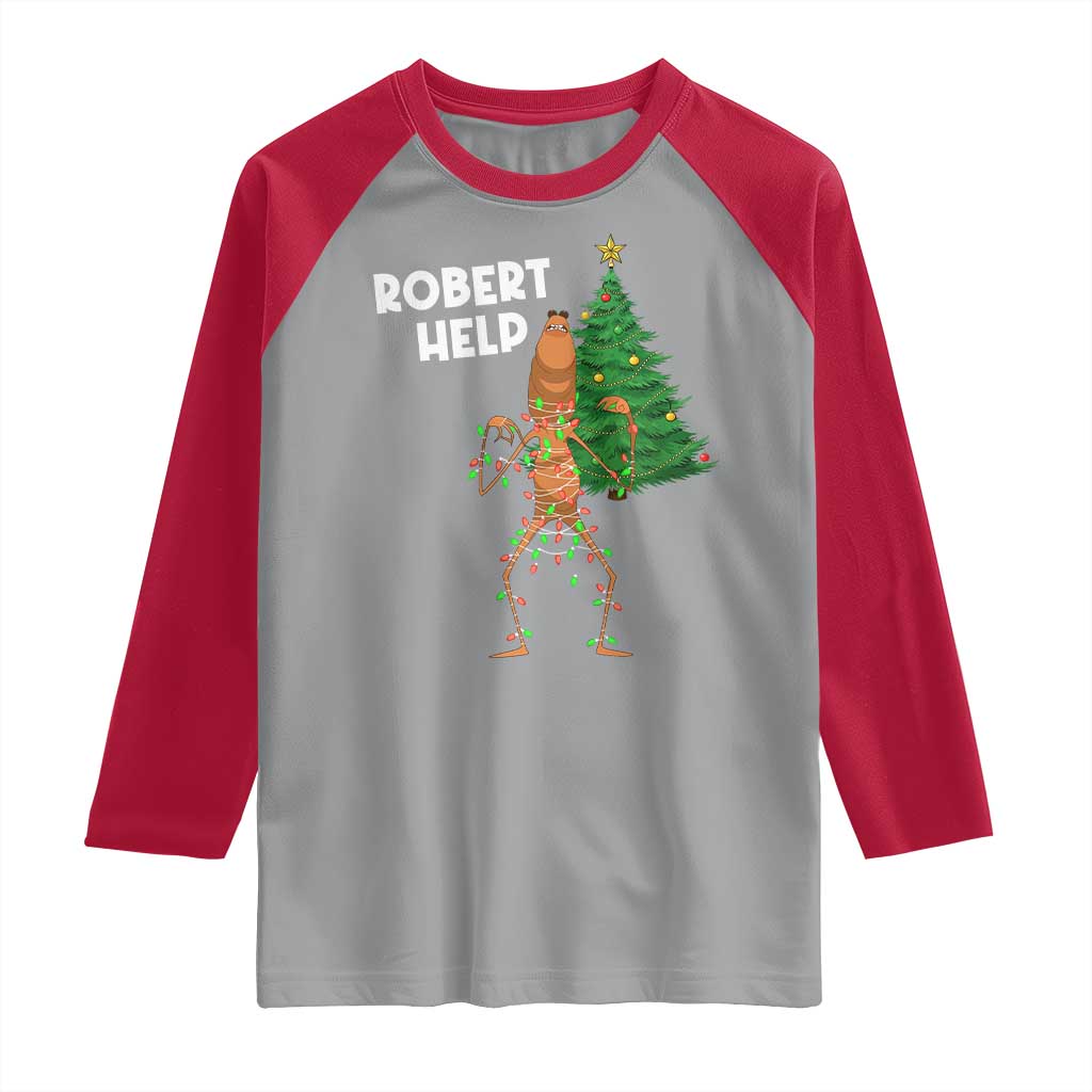 Funny Marcus The Worm Christmas Raglan Shirt Robert Help Xmas Tree - Wonder Print Shop