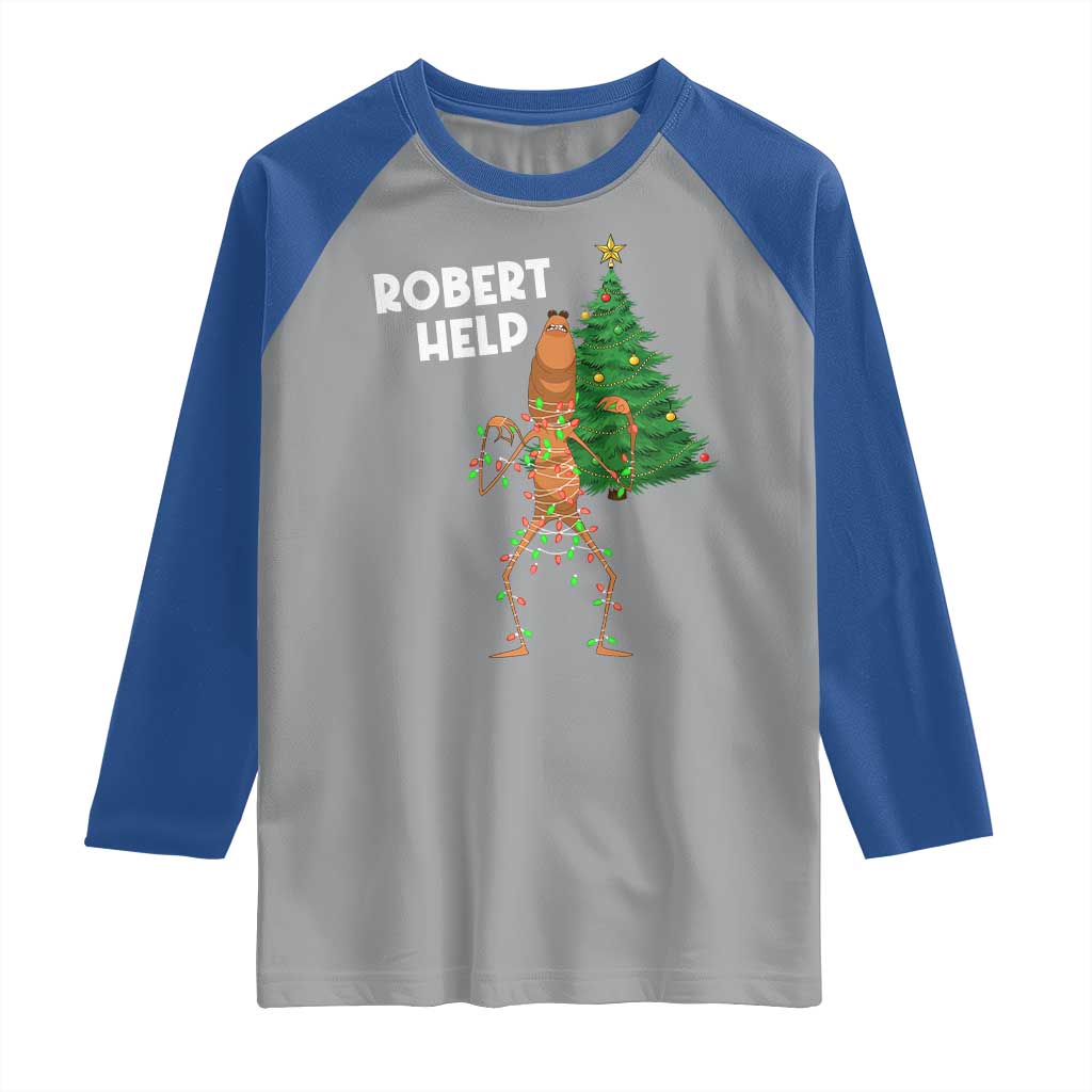 Funny Marcus The Worm Christmas Raglan Shirt Robert Help Xmas Tree - Wonder Print Shop