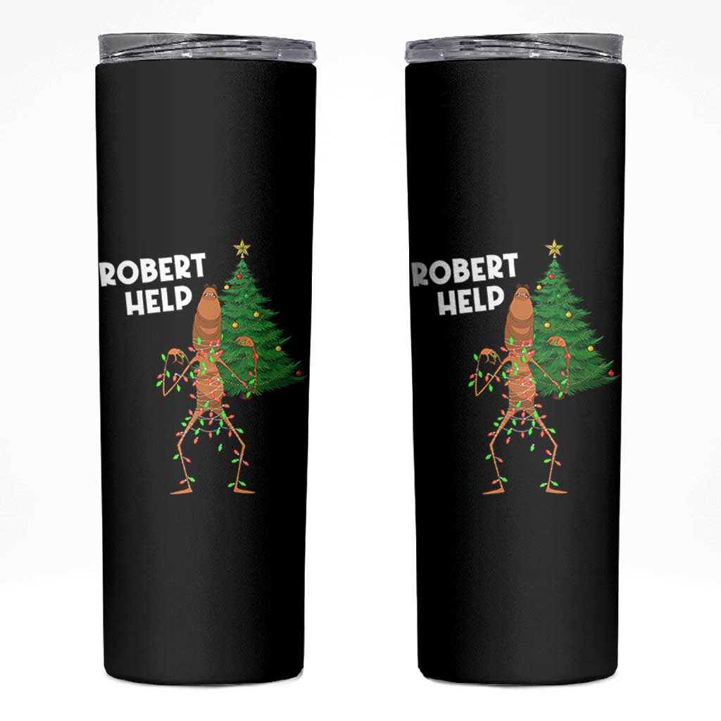 Funny Marcus The Worm Christmas Skinny Tumbler Robert Help Xmas Tree - Wonder Print Shop
