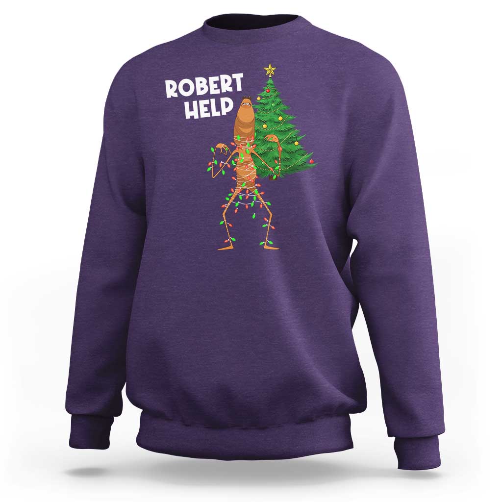 Funny Marcus The Worm Christmas Sweatshirt Robert Help Xmas Tree - Wonder Print Shop