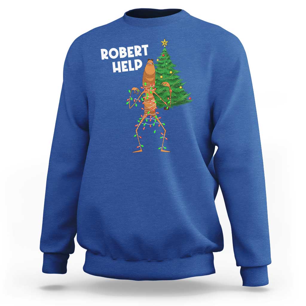 Funny Marcus The Worm Christmas Sweatshirt Robert Help Xmas Tree - Wonder Print Shop