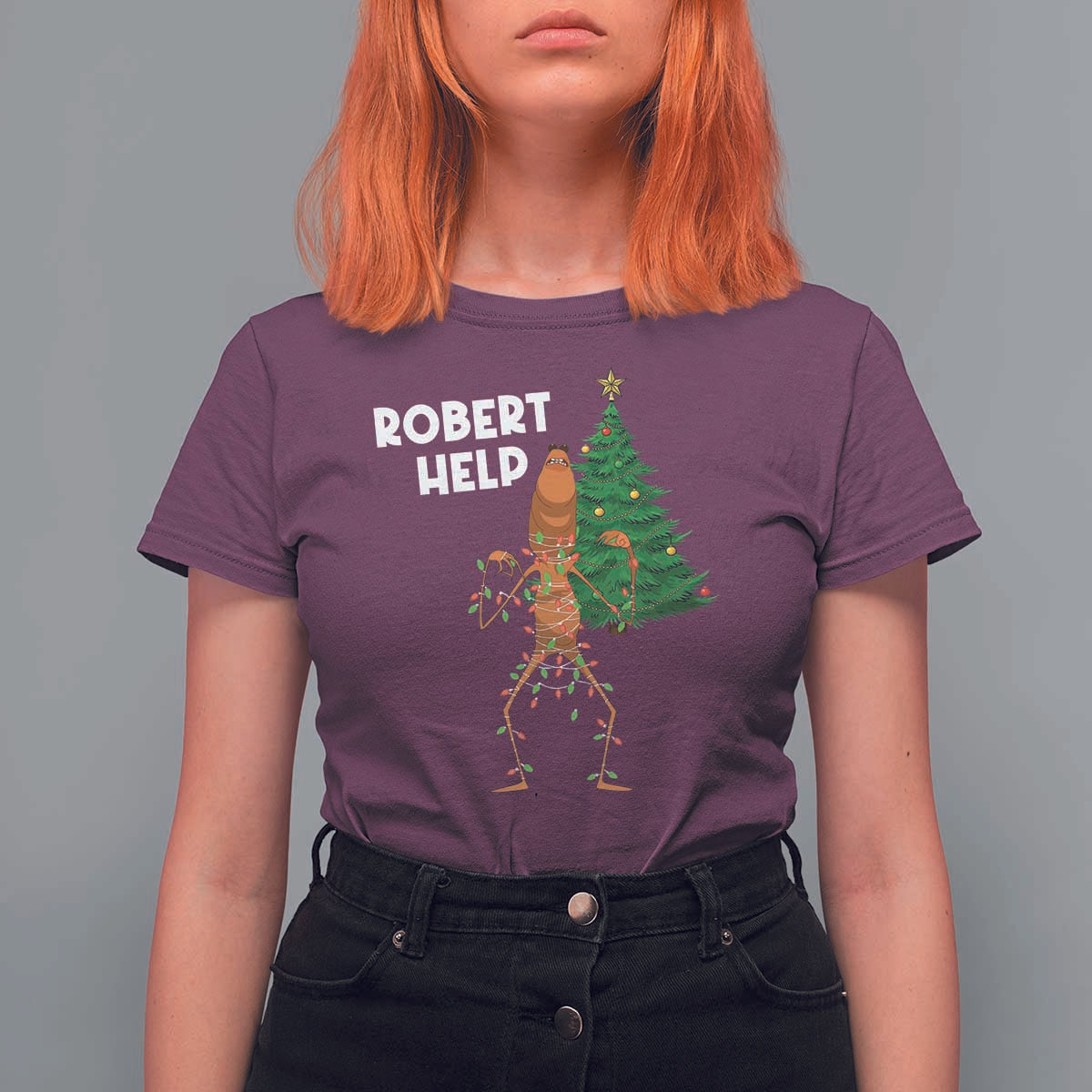 Funny Marcus The Worm Christmas T Shirt For Women Robert Help Xmas Tree - Wonder Print Shop
