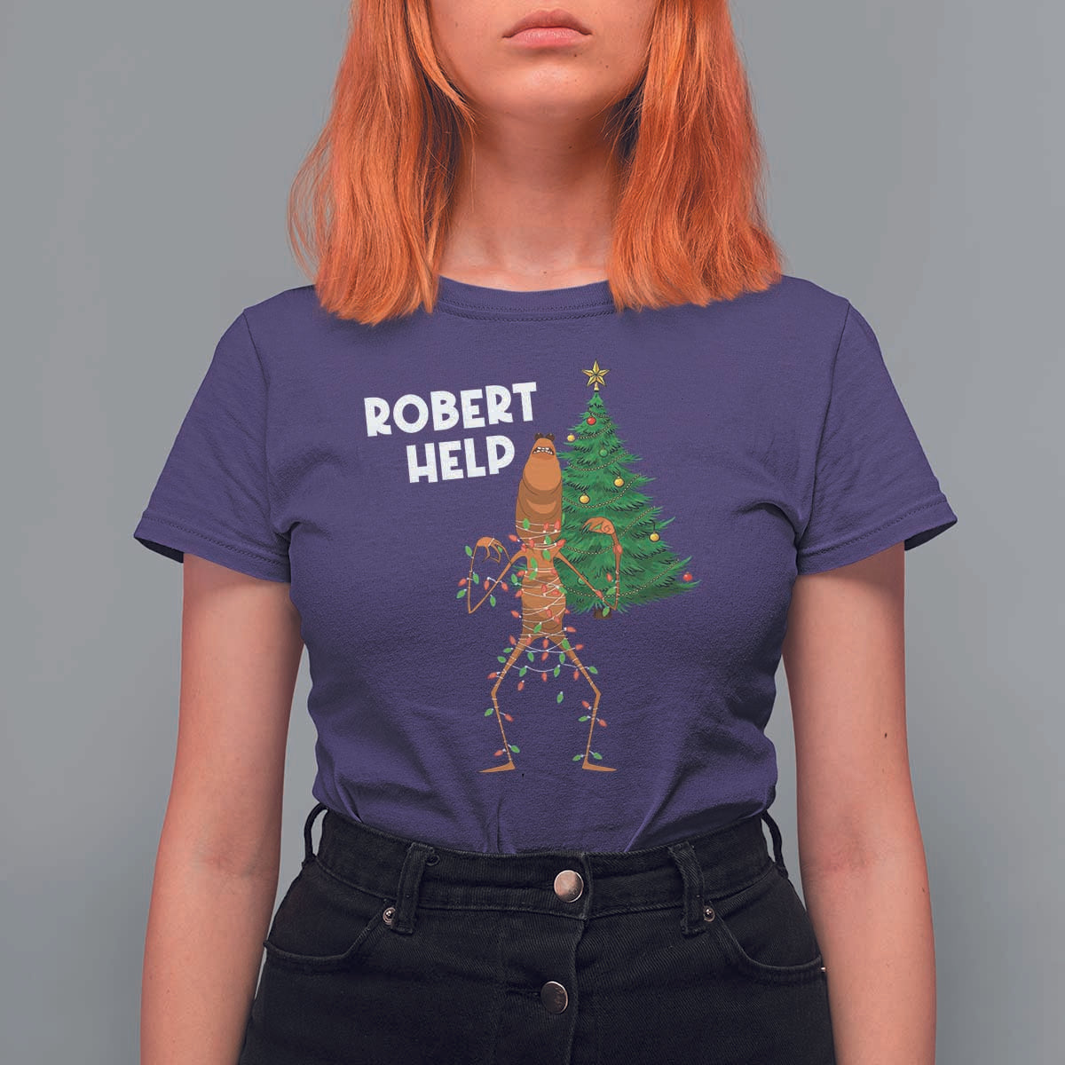 Funny Marcus The Worm Christmas T Shirt For Women Robert Help Xmas Tree - Wonder Print Shop