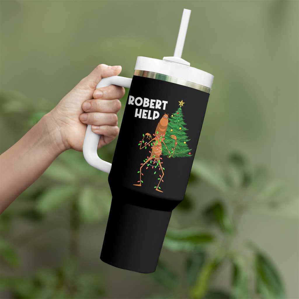 Funny Marcus The Worm Christmas Tumbler With Handle Robert Help Xmas Tree - Wonder Print Shop