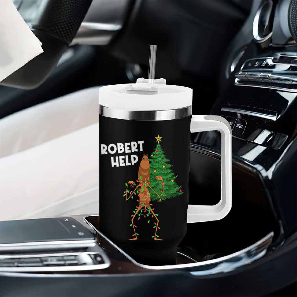 Funny Marcus The Worm Christmas Tumbler With Handle Robert Help Xmas Tree - Wonder Print Shop