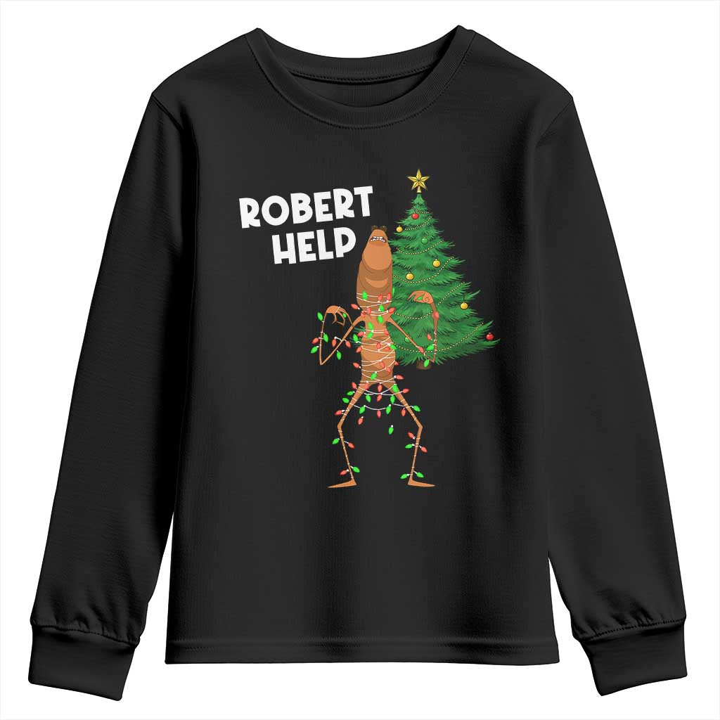 Funny Marcus The Worm Christmas Youth Sweatshirt Robert Help Xmas Tree - Wonder Print Shop