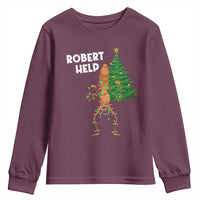 Funny Marcus The Worm Christmas Youth Sweatshirt Robert Help Xmas Tree - Wonder Print Shop