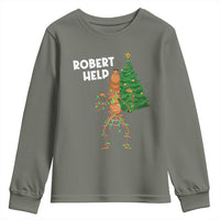 Funny Marcus The Worm Christmas Youth Sweatshirt Robert Help Xmas Tree - Wonder Print Shop