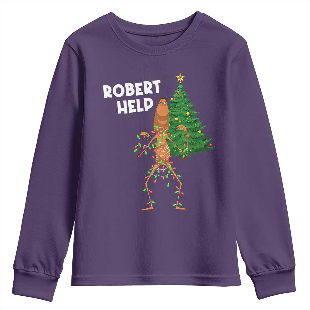 Funny Marcus The Worm Christmas Youth Sweatshirt Robert Help Xmas Tree - Wonder Print Shop