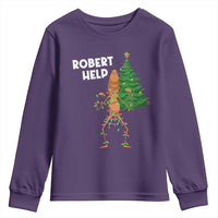 Funny Marcus The Worm Christmas Youth Sweatshirt Robert Help Xmas Tree - Wonder Print Shop