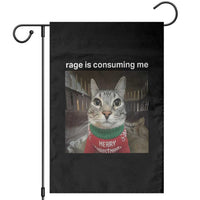 Rage Is Consuming Me Christmas Garden Flag Funny Silly Staring Cat Meme Xmas Ugly Sweater - Wonder Print Shop