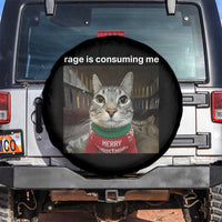 Rage Is Consuming Me Christmas Spare Tire Cover Funny Silly Staring Cat Meme Xmas Ugly Sweater - Wonder Print Shop