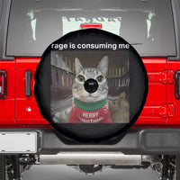 Rage Is Consuming Me Christmas Spare Tire Cover Funny Silly Staring Cat Meme Xmas Ugly Sweater - Wonder Print Shop