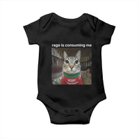 Rage Is Consuming Me Christmas Baby Onesie Funny Silly Staring Cat Meme Xmas Ugly Sweater - Wonder Print Shop
